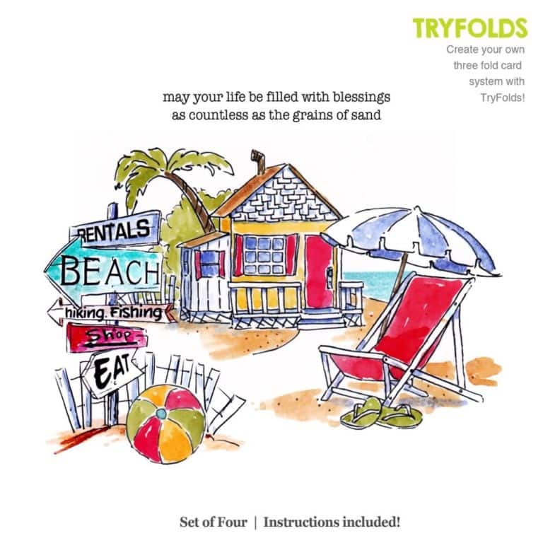 Watercolored Beach Scene with Art Impressions {creative chick}