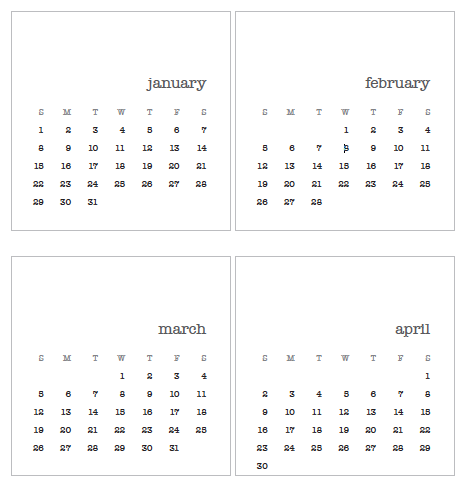 2017 4x4 Printable Calendar - {creative chick}