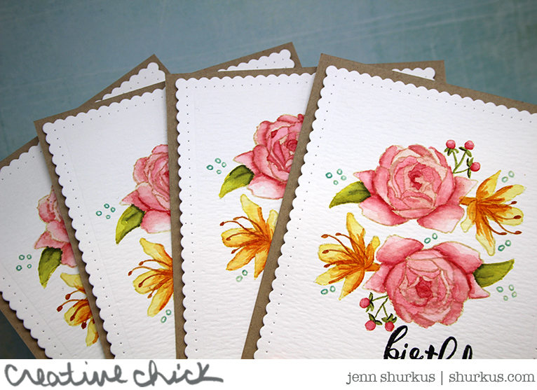 Watercolored Rose Cards with Distress Inks & Altenew | shurkus.com