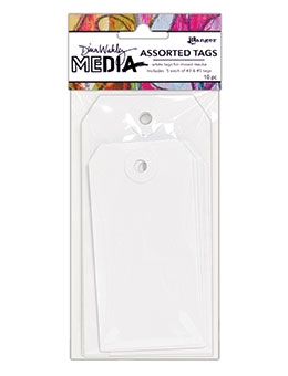 Dina Wakley, white #3 and #5 assorted media tags