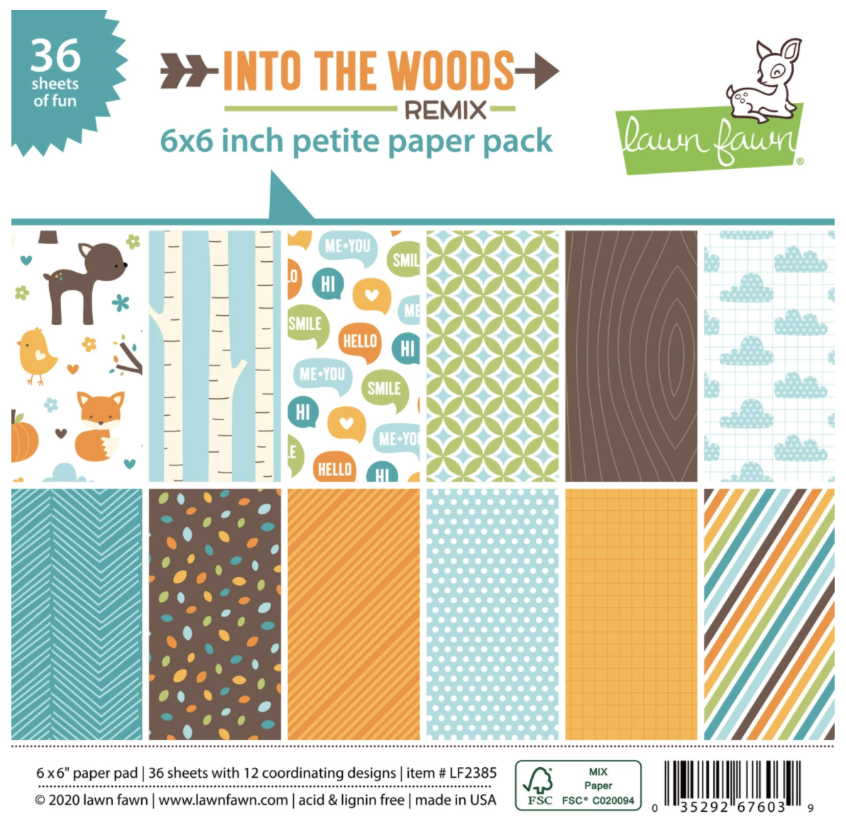 Lawn Fawn, Into The Woods Remix Petite Paper Pack