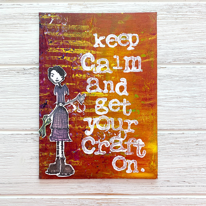 Keep calm and get your craft on, original mixed media canvas (5 x 7) -  {creative chick}