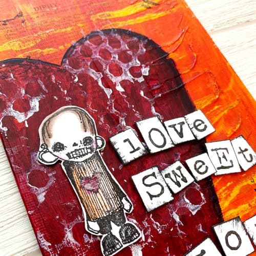 Love Sweet Love, original mixed media canvas (5" x 7") - Image 3