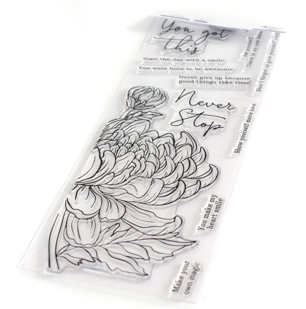 Pinkfresh Studio, Chrysanthemum Slimline Stamp set
