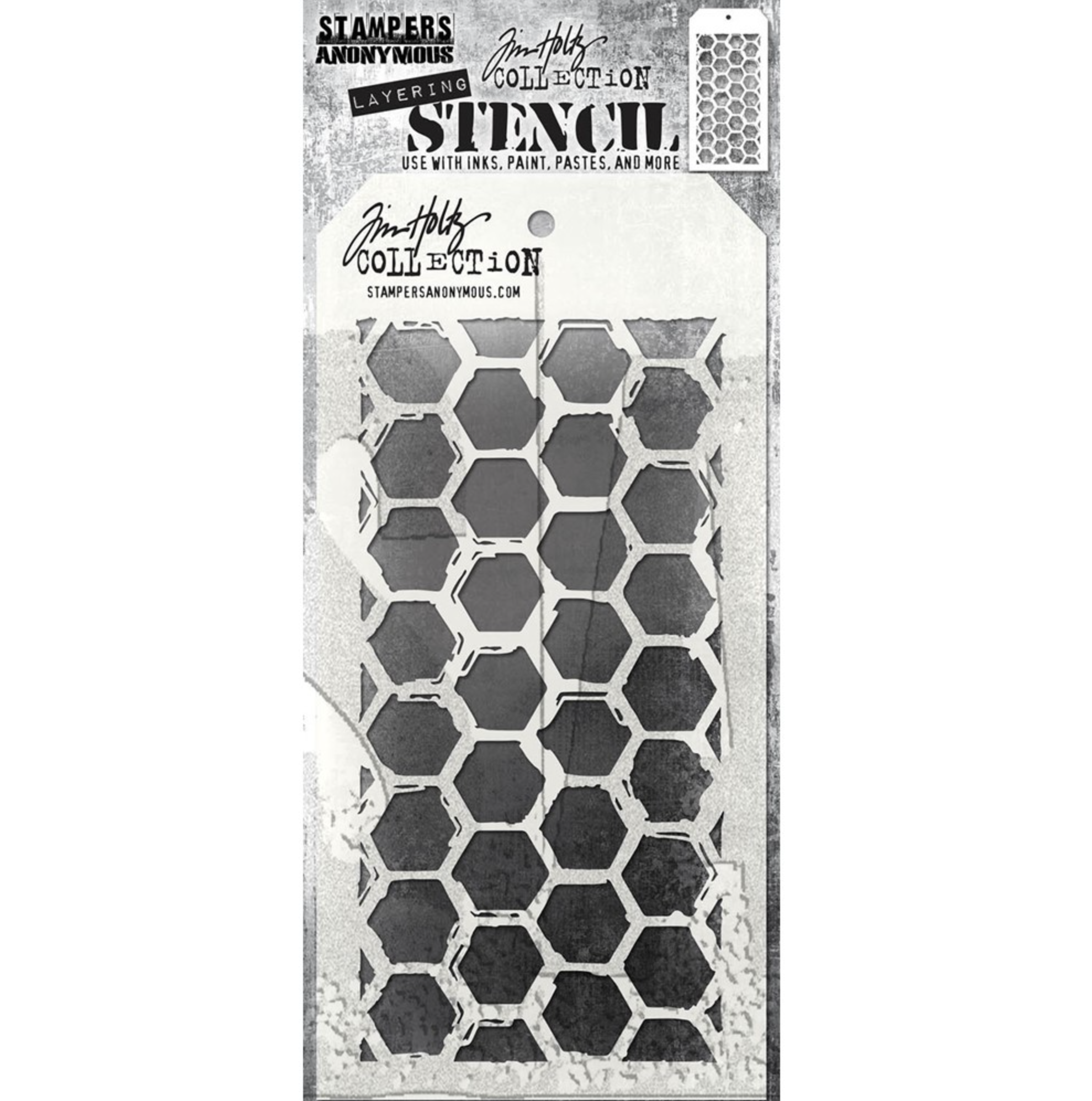 Tim Holtz/Stampers Anonymous, Brush Hex THS166 Layering Stencil