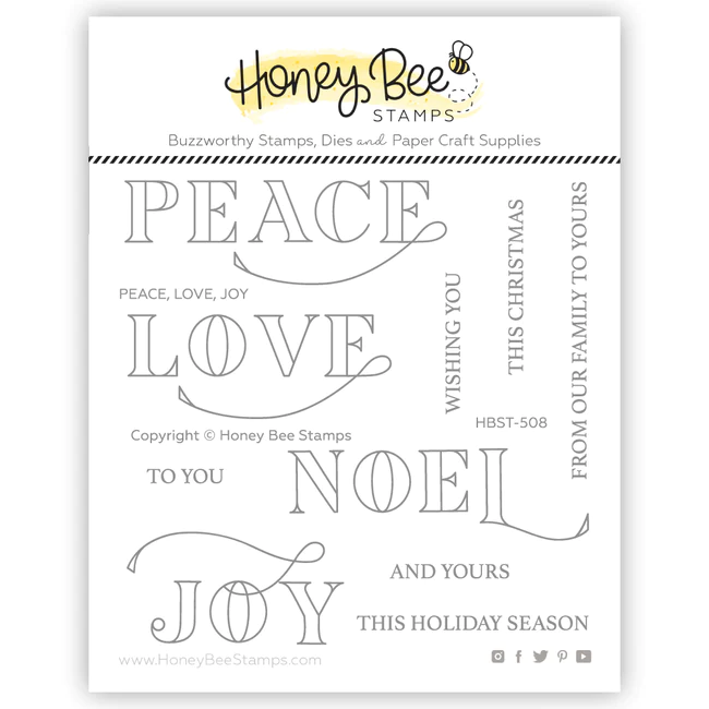Honey Bee Stamps, Peace, Love, Noel