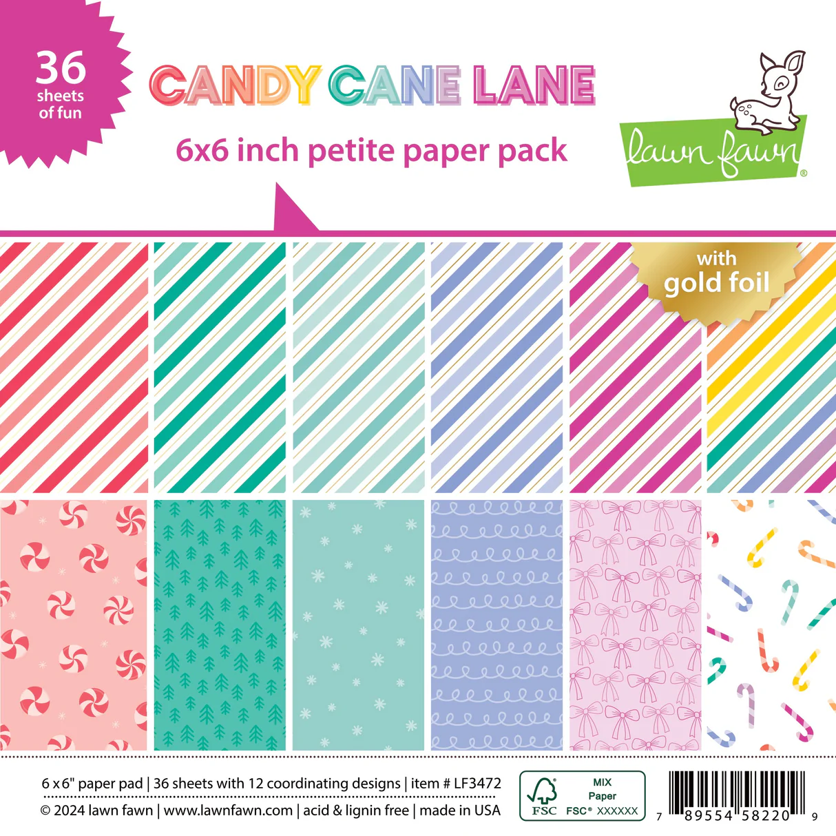 Lawn Fawn, Candy Cane Lane Petite Paper Pack