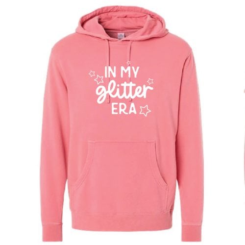 In My Glitter Era pullover hoodie, pink