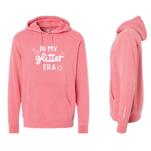 In My Glitter Era pullover hoodie, pink