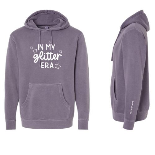 In My Glitter Era pullover hoodie, plum
