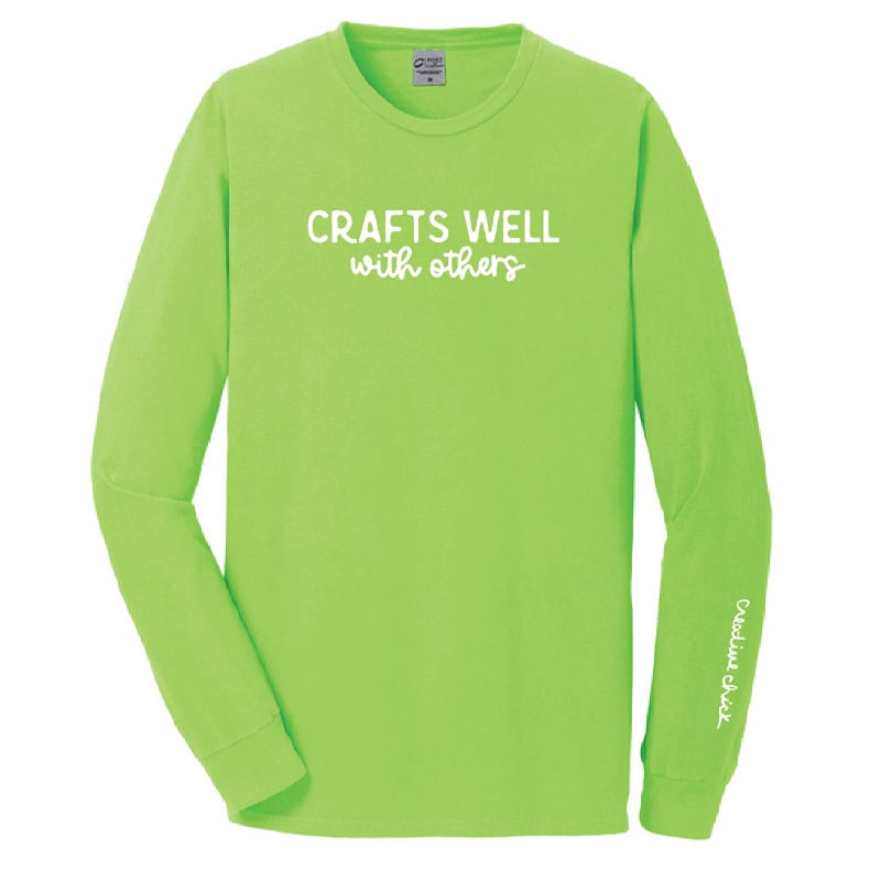 Crafts Well with Others Long Sleeve Tee in Neon Green