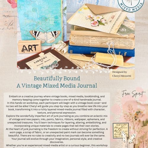 Beautifully Bound Vintage MM Journal class flyer